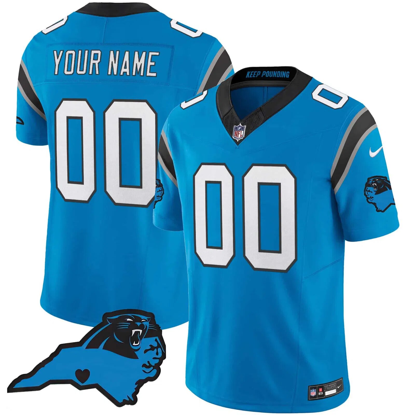 Men Carolina Panthers Light Blue 2024 Nike Vapor Limited Custom NFL Jersey style 1